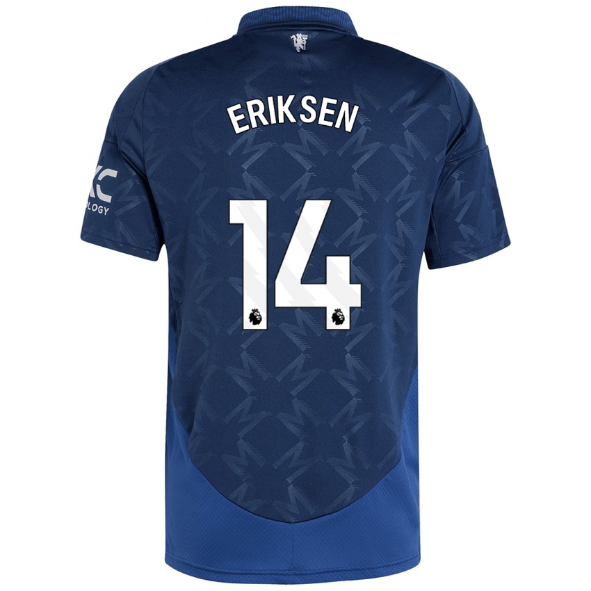 Gyermek Christian Eriksen #14 Indigó Idegenbeli Jersey 2024/25 Mez Póló Ing