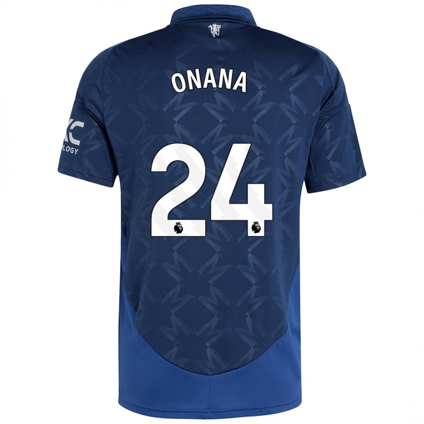 Gyermek Andre Onana #24 Indigó Idegenbeli Jersey 2024/25 Mez Póló Ing