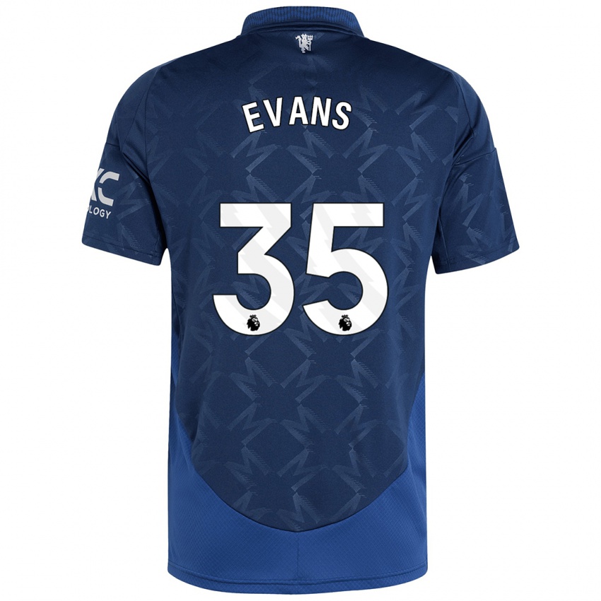 Gyermek Jonny Evans #35 Indigó Idegenbeli Jersey 2024/25 Mez Póló Ing