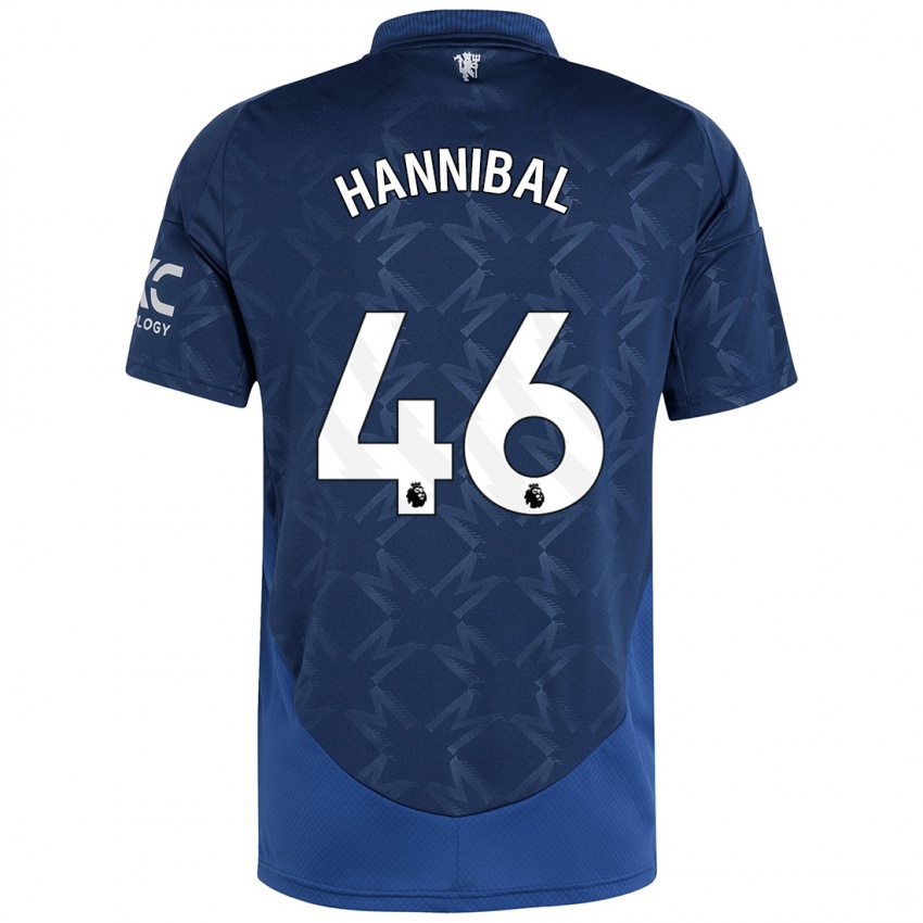 Gyermek Hannibal Mejbri #46 Indigó Idegenbeli Jersey 2024/25 Mez Póló Ing