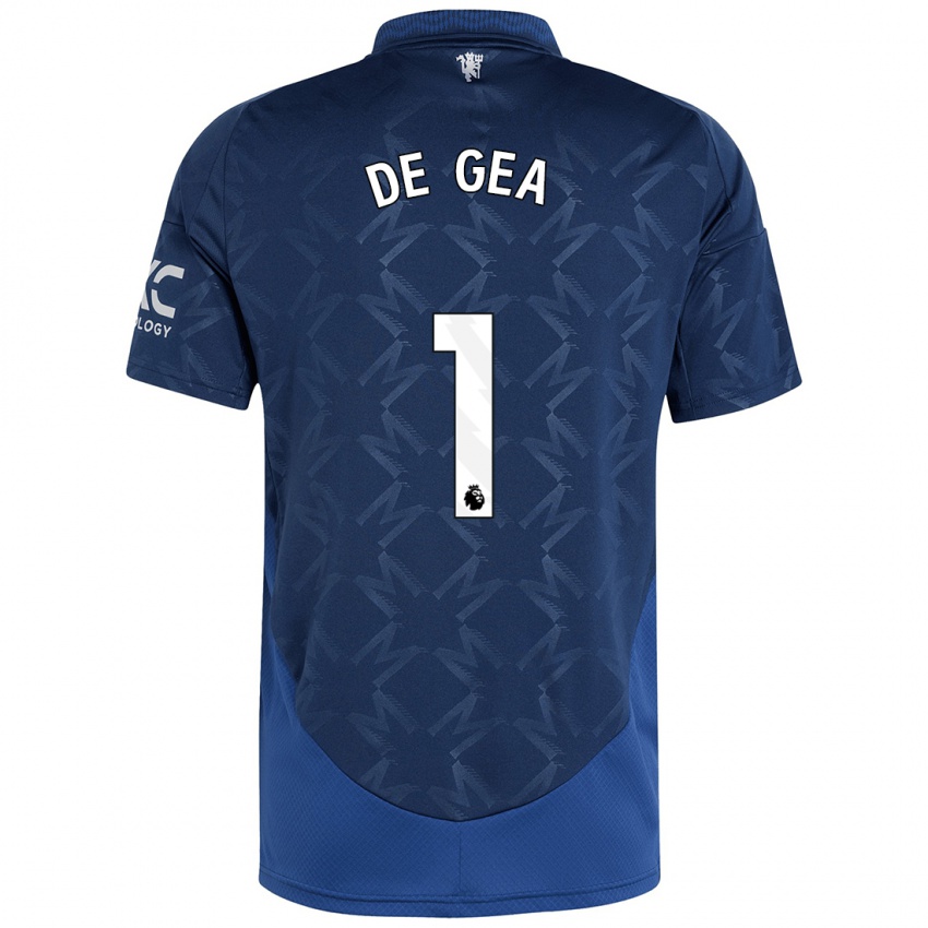 Gyermek David De Gea #1 Indigó Idegenbeli Jersey 2024/25 Mez Póló Ing