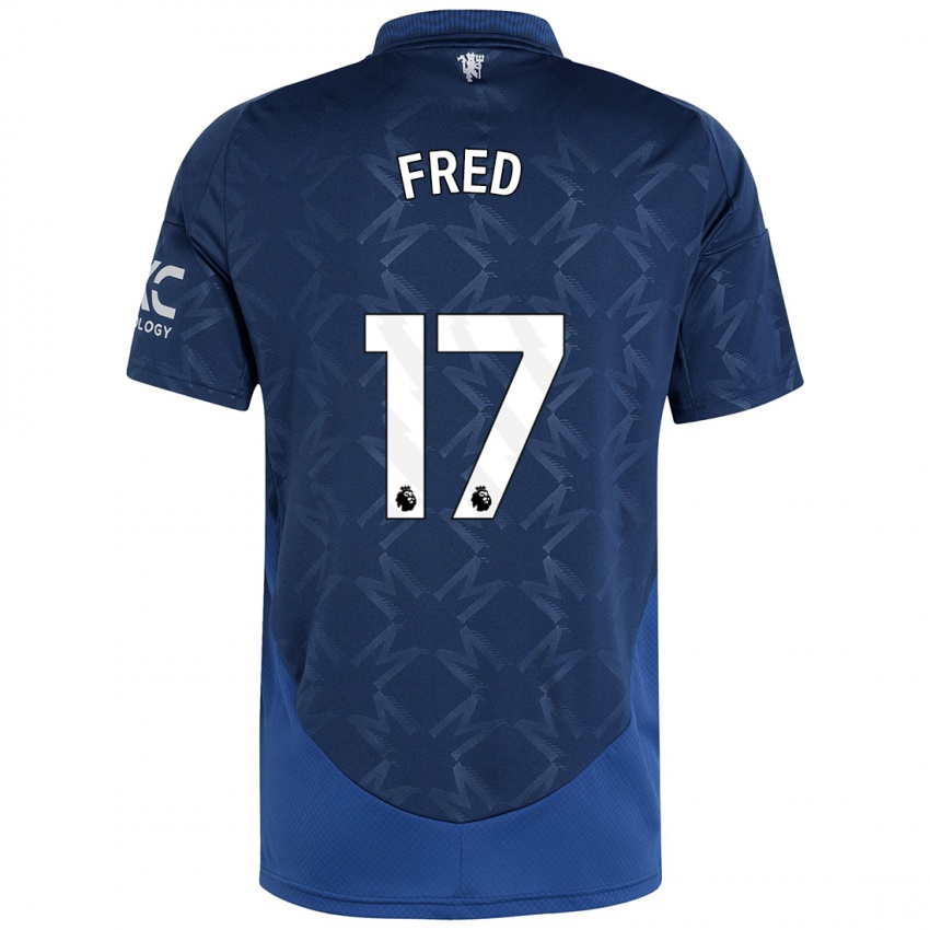 Gyermek Fred #17 Indigó Idegenbeli Jersey 2024/25 Mez Póló Ing