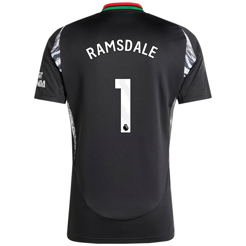 Gyermek Aaron Ramsdale #1 Fekete Idegenbeli Jersey 2024/25 Mez Póló Ing