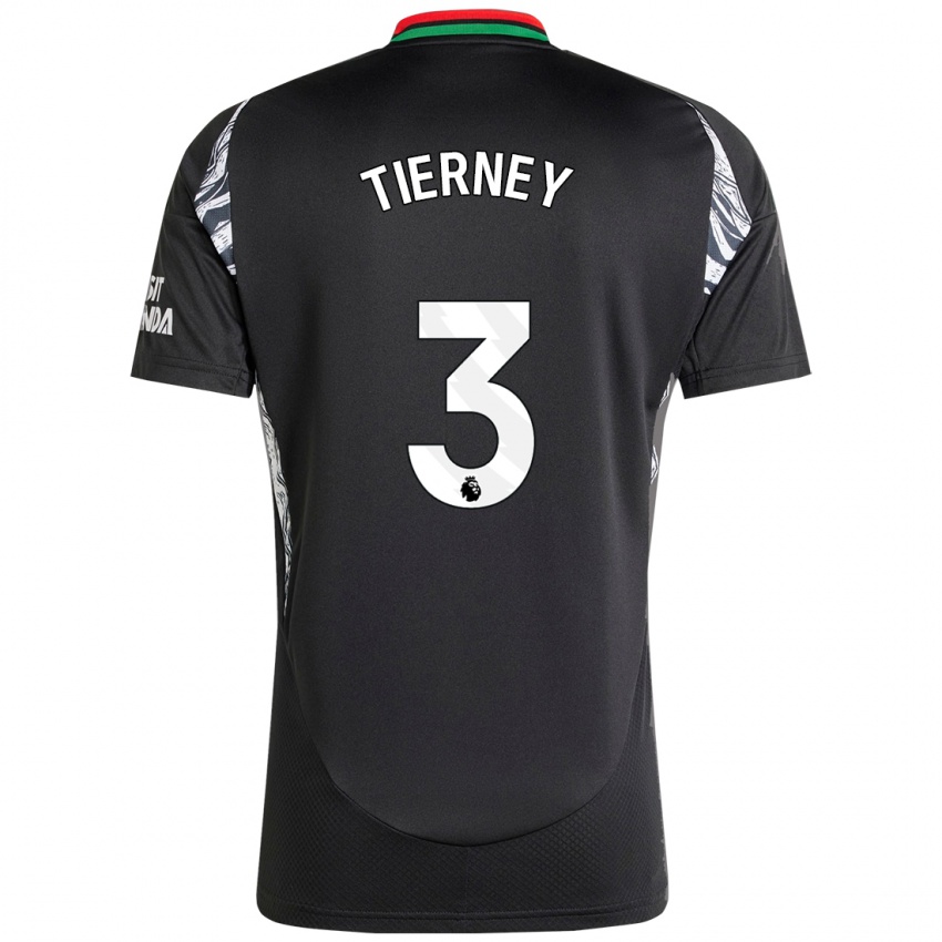 Gyermek Kieran Tierney #3 Fekete Idegenbeli Jersey 2024/25 Mez Póló Ing