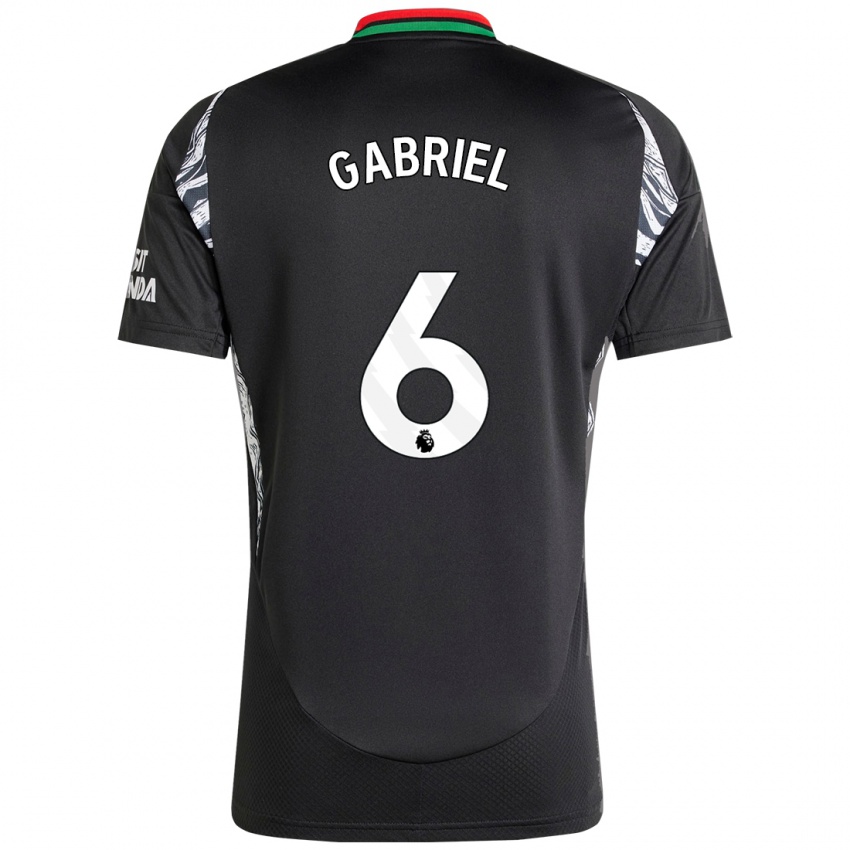 Gyermek Gabriel Magalhaes #6 Fekete Idegenbeli Jersey 2024/25 Mez Póló Ing