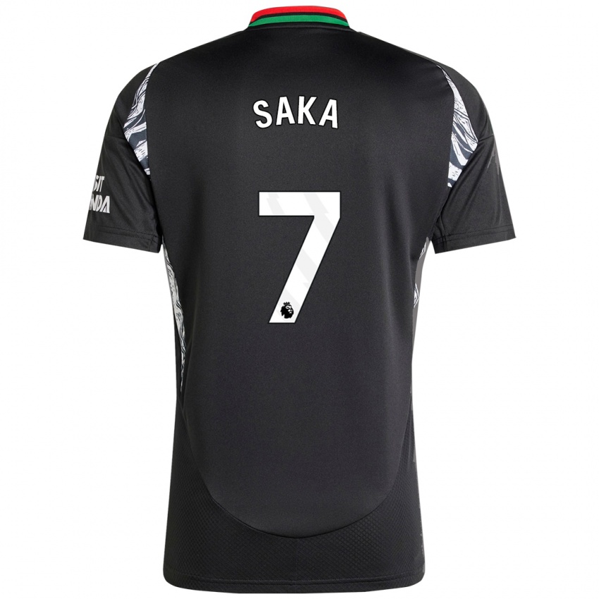 Gyermek Bukayo Saka #7 Fekete Idegenbeli Jersey 2024/25 Mez Póló Ing