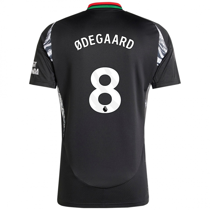 Gyermek Martin Odegaard #8 Fekete Idegenbeli Jersey 2024/25 Mez Póló Ing