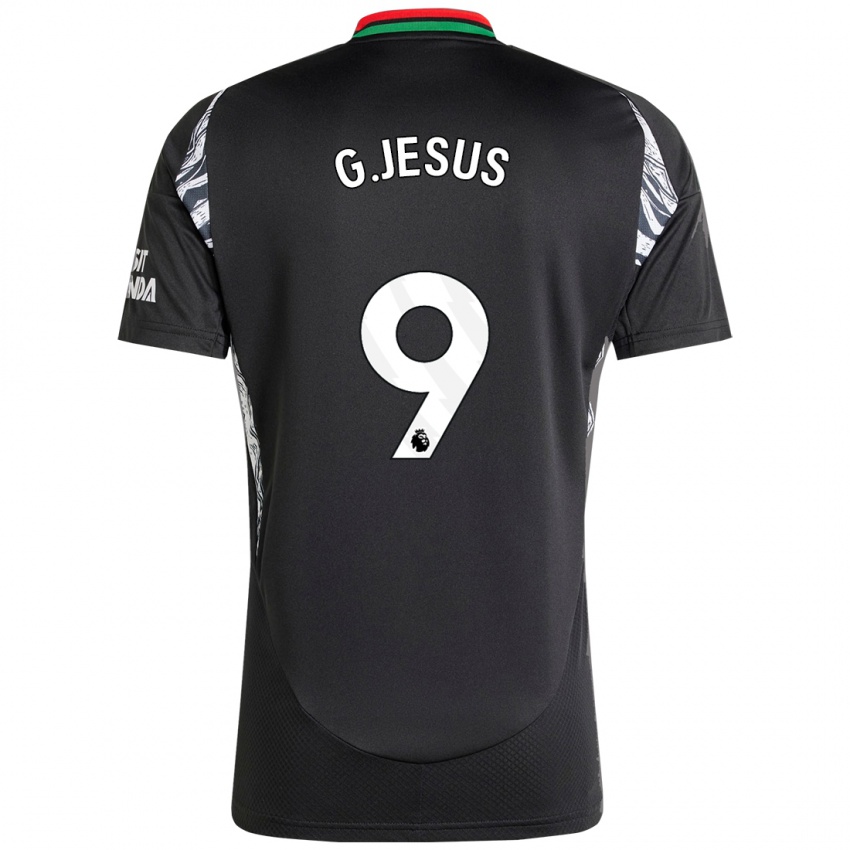 Gyermek Gabriel Jesus #9 Fekete Idegenbeli Jersey 2024/25 Mez Póló Ing