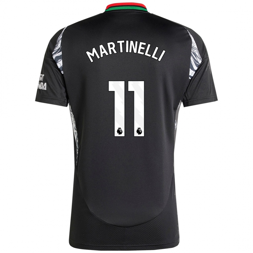 Gyermek Gabriel Martinelli #11 Fekete Idegenbeli Jersey 2024/25 Mez Póló Ing