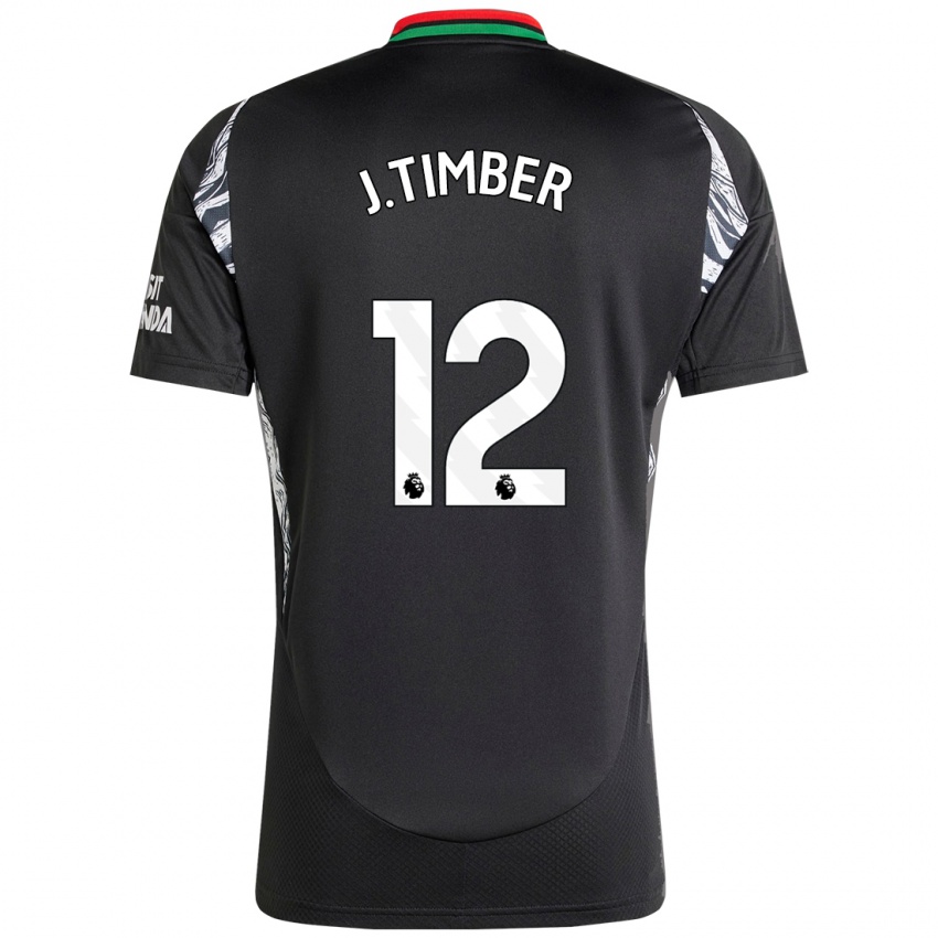 Gyermek Jurrien Timber #12 Fekete Idegenbeli Jersey 2024/25 Mez Póló Ing