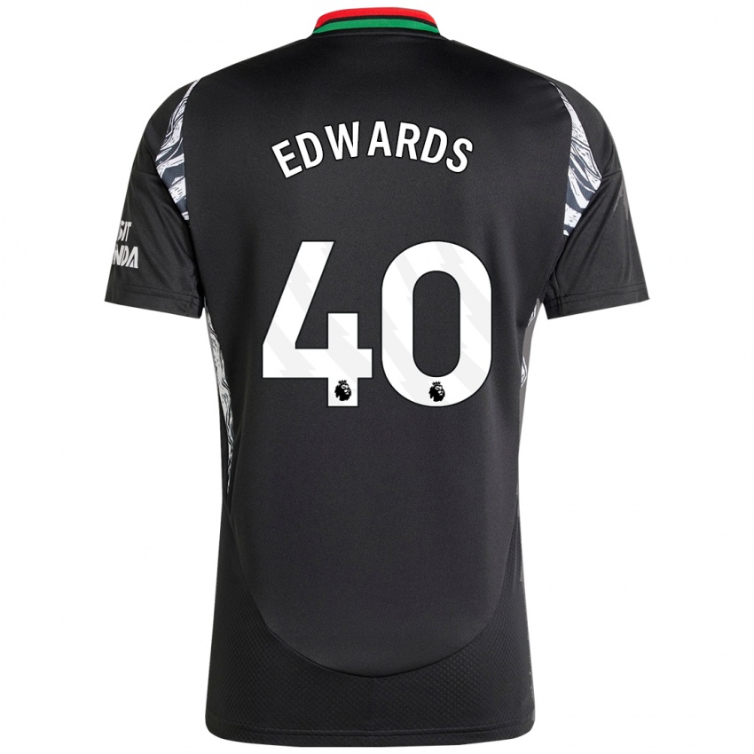 Gyermek Khayon Edwards #40 Fekete Idegenbeli Jersey 2024/25 Mez Póló Ing