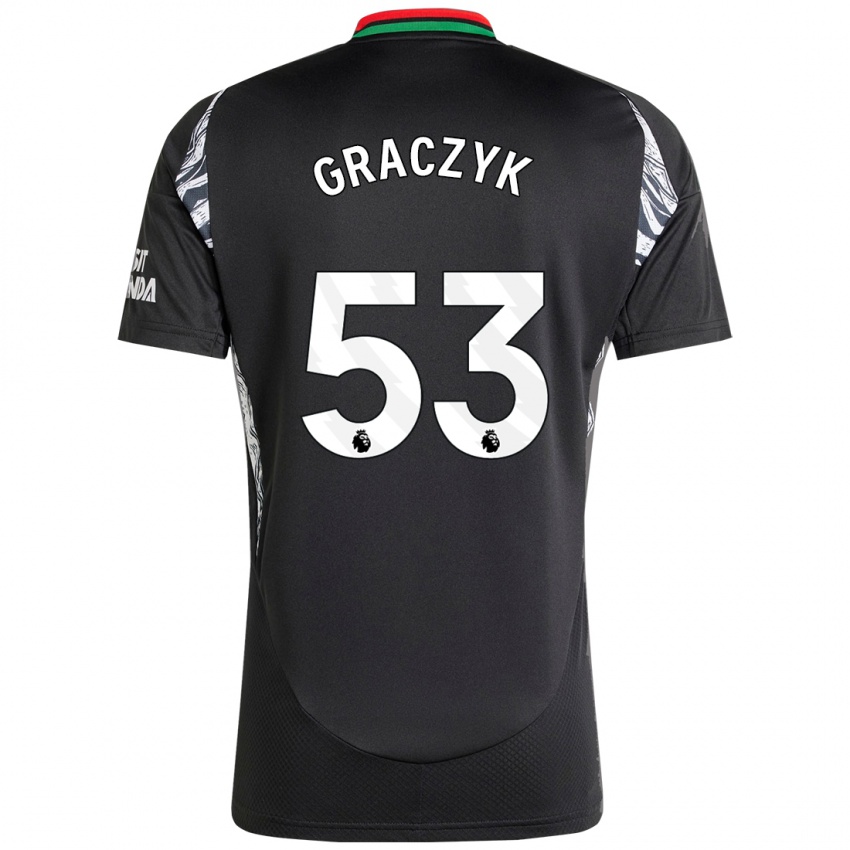 Gyermek Hubert Graczyk #53 Fekete Idegenbeli Jersey 2024/25 Mez Póló Ing