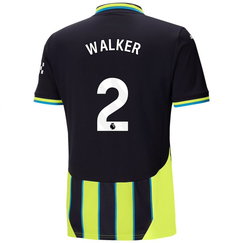 Gyermek Kyle Walker #2 Kék Sárga Idegenbeli Jersey 2024/25 Mez Póló Ing