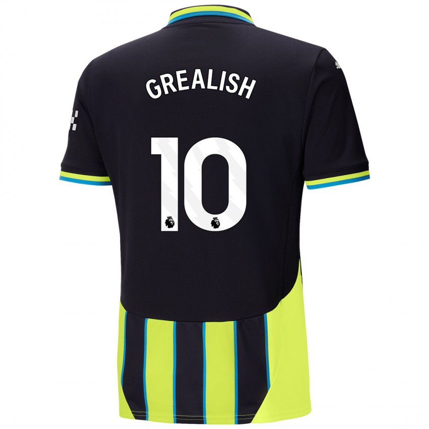 Gyermek Jack Grealish #10 Kék Sárga Idegenbeli Jersey 2024/25 Mez Póló Ing