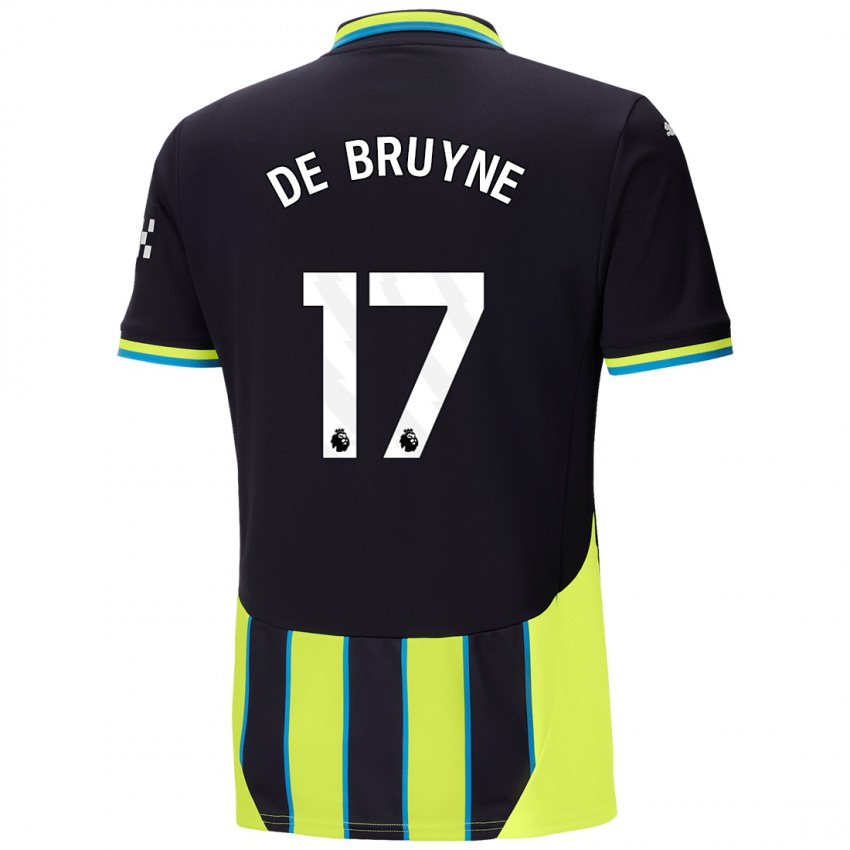 Gyermek Kevin De Bruyne #17 Kék Sárga Idegenbeli Jersey 2024/25 Mez Póló Ing