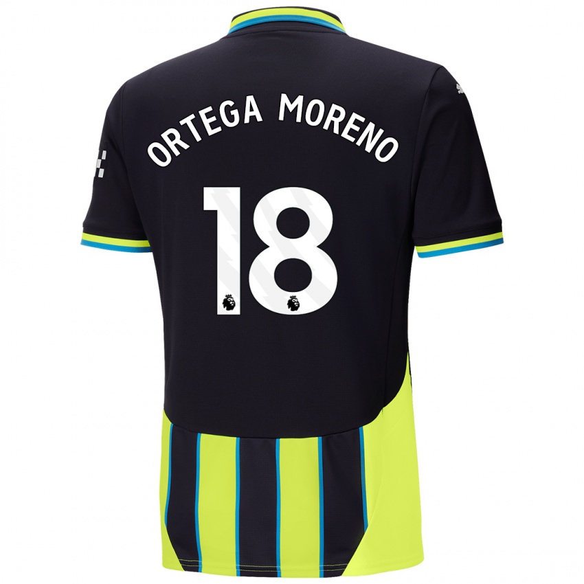 Gyermek Stefan Ortega Moreno #18 Kék Sárga Idegenbeli Jersey 2024/25 Mez Póló Ing