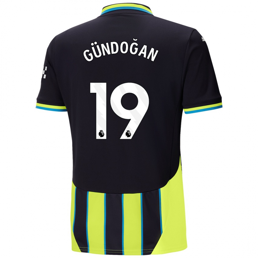 Gyermek Ilkay Gundogan #19 Kék Sárga Idegenbeli Jersey 2024/25 Mez Póló Ing