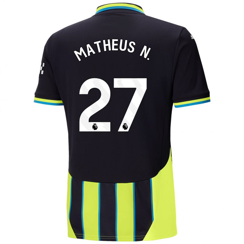 Gyermek Matheus Nunes #27 Kék Sárga Idegenbeli Jersey 2024/25 Mez Póló Ing