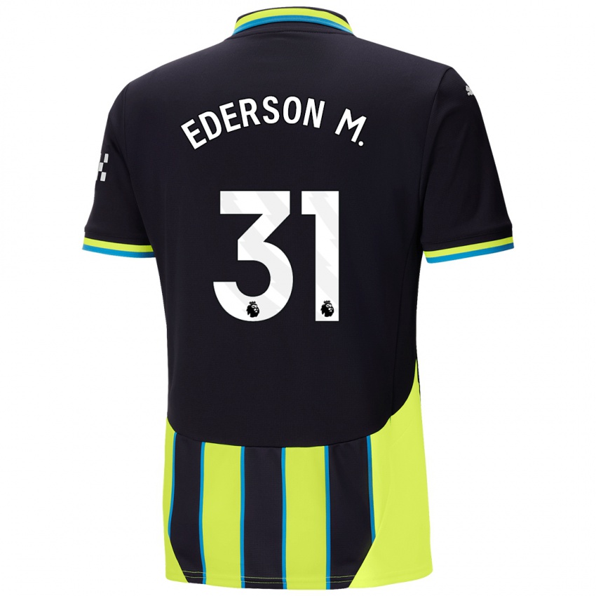 Gyermek Ederson Moraes #31 Kék Sárga Idegenbeli Jersey 2024/25 Mez Póló Ing