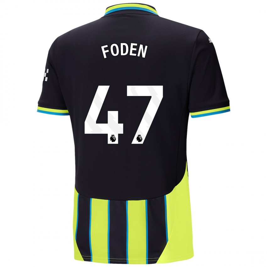 Gyermek Phil Foden #47 Kék Sárga Idegenbeli Jersey 2024/25 Mez Póló Ing