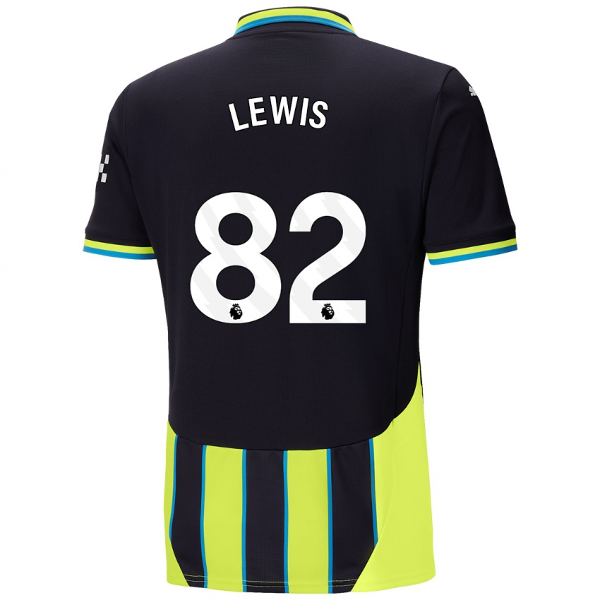 Gyermek Rico Lewis #82 Kék Sárga Idegenbeli Jersey 2024/25 Mez Póló Ing