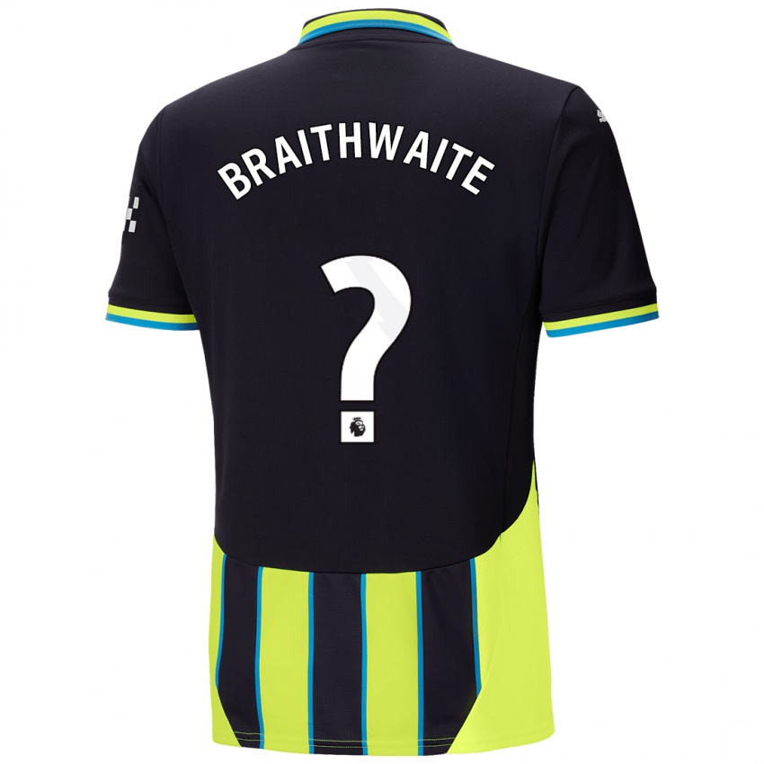 Gyermek Kaden Braithwaite #0 Kék Sárga Idegenbeli Jersey 2024/25 Mez Póló Ing