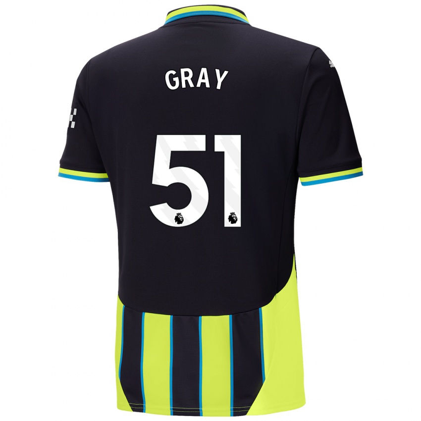 Gyermek Charlie Gray #51 Kék Sárga Idegenbeli Jersey 2024/25 Mez Póló Ing