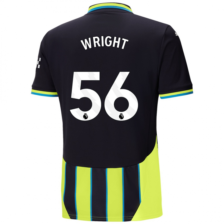 Gyermek Jacob Wright #56 Kék Sárga Idegenbeli Jersey 2024/25 Mez Póló Ing