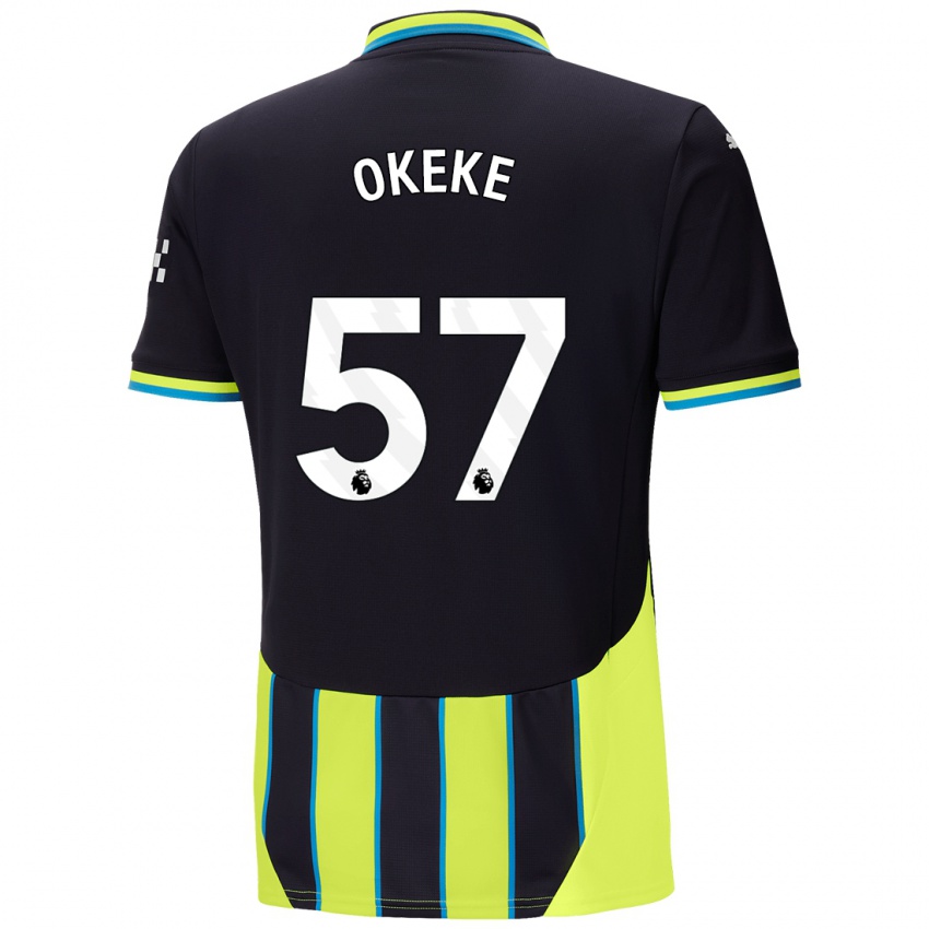 Gyermek Michael Okeke #57 Kék Sárga Idegenbeli Jersey 2024/25 Mez Póló Ing