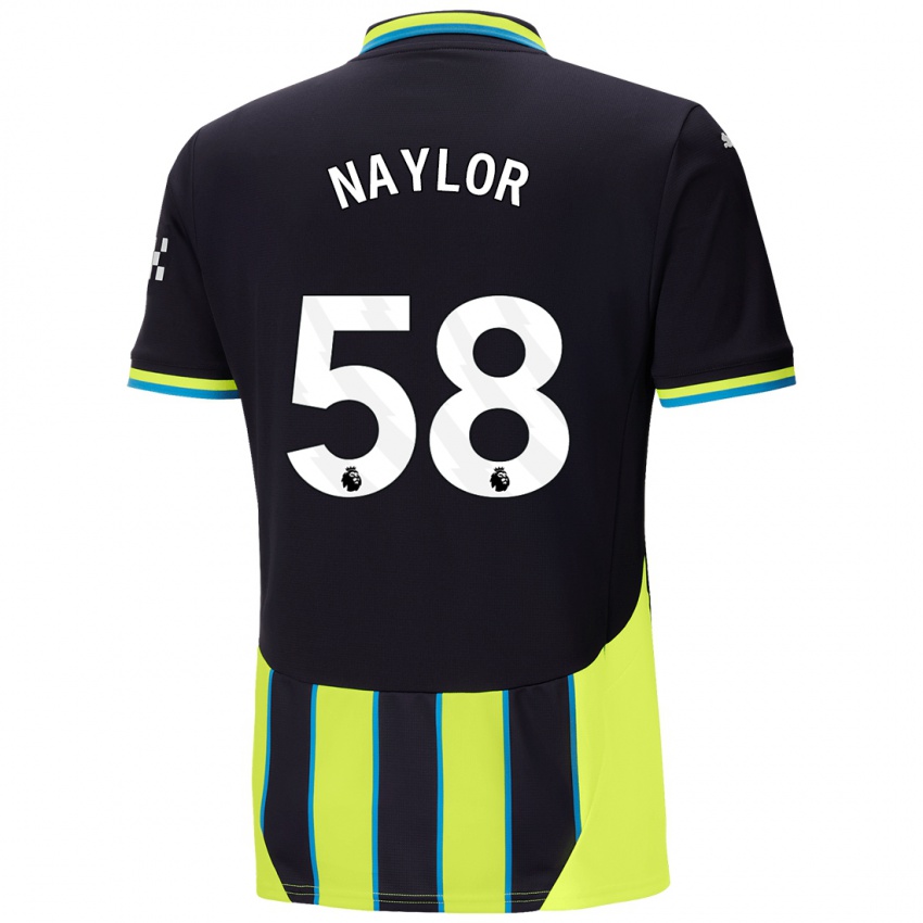 Gyermek Seb Naylor #58 Kék Sárga Idegenbeli Jersey 2024/25 Mez Póló Ing