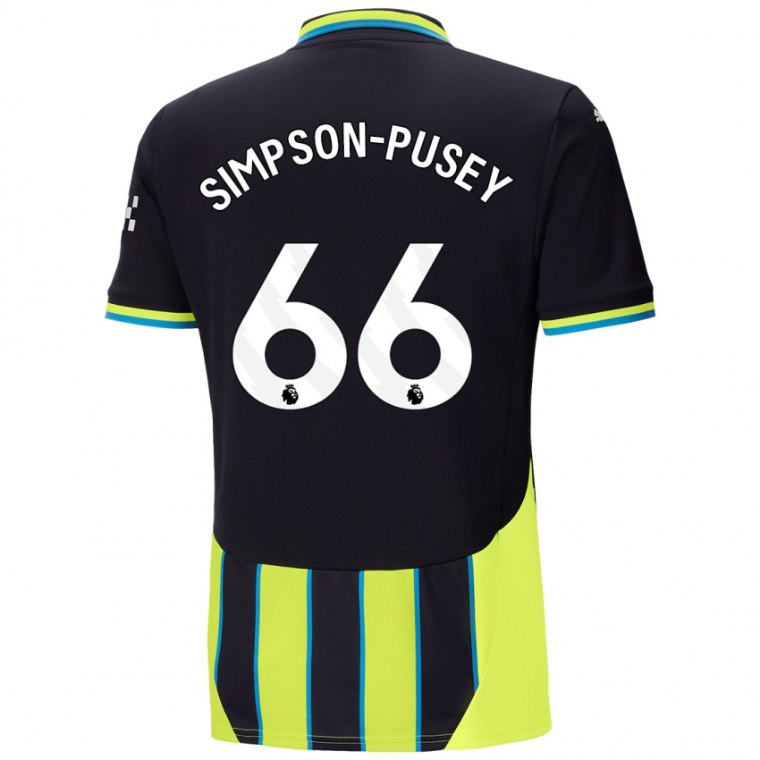 Gyermek Jahmai Simpson-Pusey #66 Kék Sárga Idegenbeli Jersey 2024/25 Mez Póló Ing