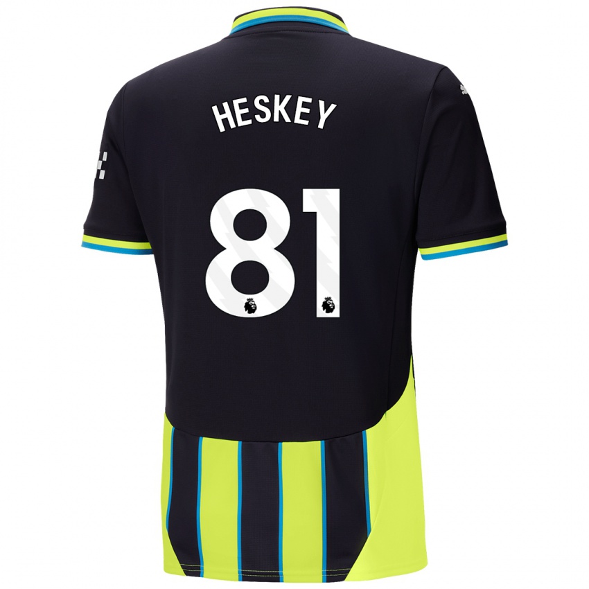 Gyermek Jaden Heskey #81 Kék Sárga Idegenbeli Jersey 2024/25 Mez Póló Ing