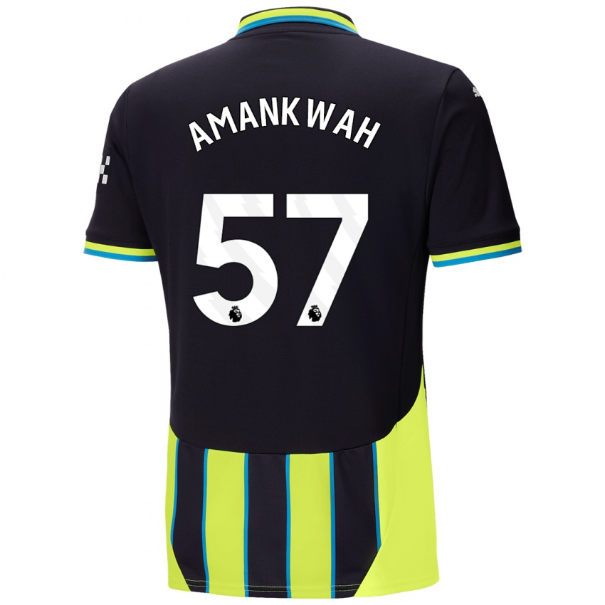 Gyermek Yeboah Amankwah #57 Kék Sárga Idegenbeli Jersey 2024/25 Mez Póló Ing