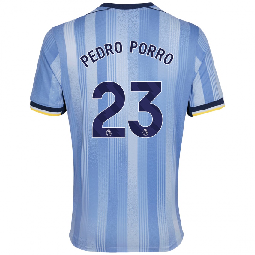 Gyermek Pedro Porro #23 Világoskék Idegenbeli Jersey 2024/25 Mez Póló Ing