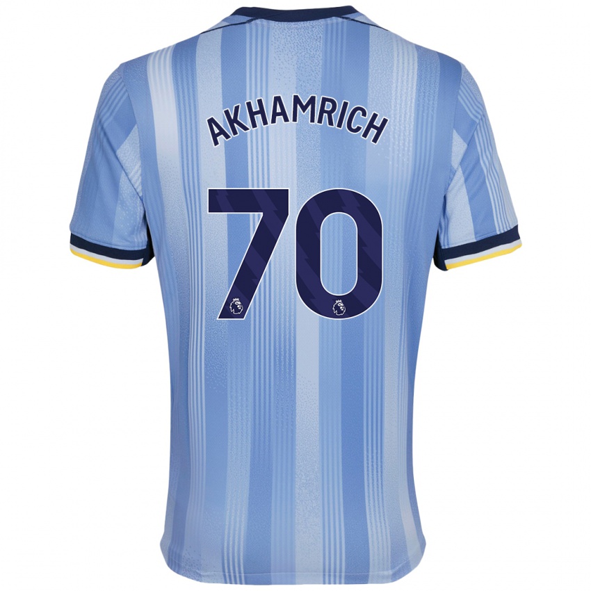 Gyermek Yusuf Akhamrich #70 Világoskék Idegenbeli Jersey 2024/25 Mez Póló Ing