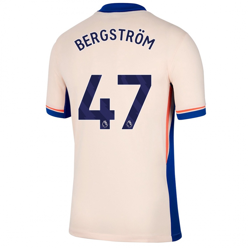 Gyermek Lucas Bergström #47 Világos Bézs Idegenbeli Jersey 2024/25 Mez Póló Ing