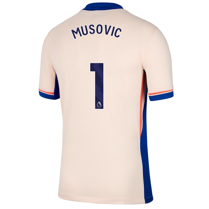 Gyermek Zecira Musovic #1 Világos Bézs Idegenbeli Jersey 2024/25 Mez Póló Ing