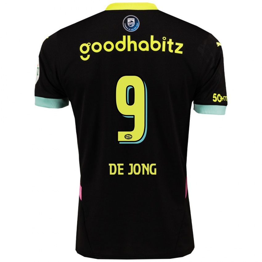 Gyermek Luuk De Jong #9 Fekete Sárga Idegenbeli Jersey 2024/25 Mez Póló Ing