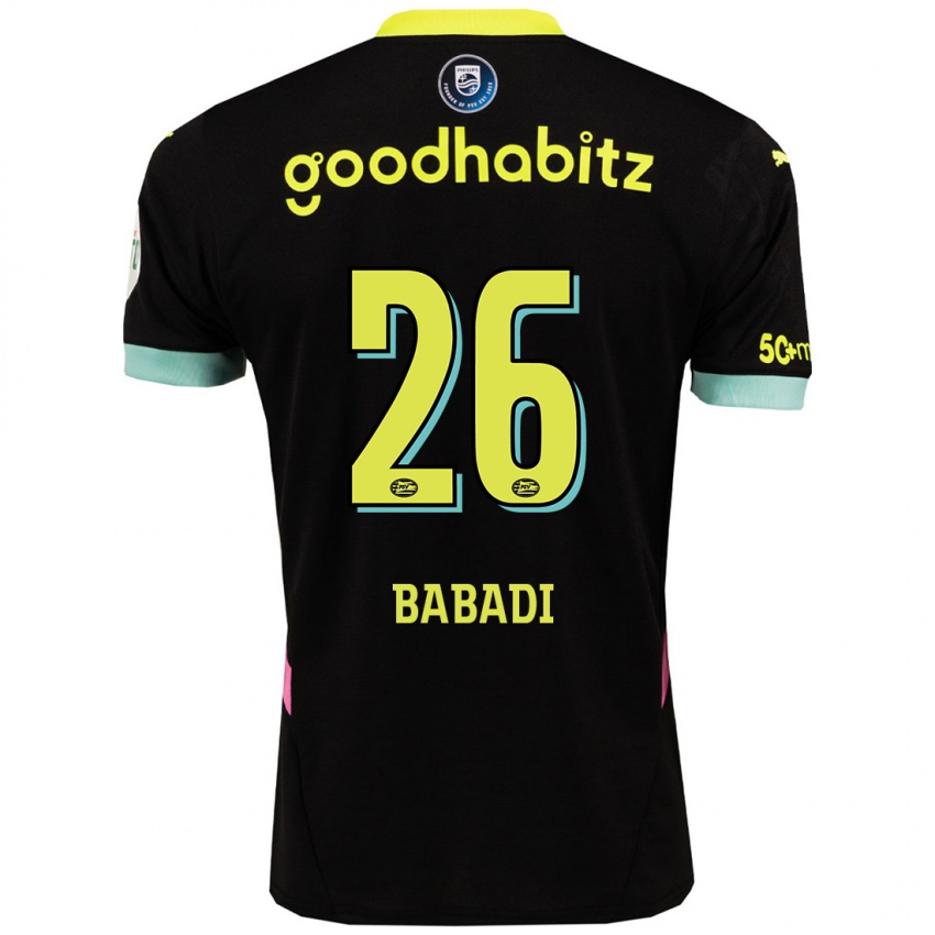 Gyermek Isaac Babadi #26 Fekete Sárga Idegenbeli Jersey 2024/25 Mez Póló Ing