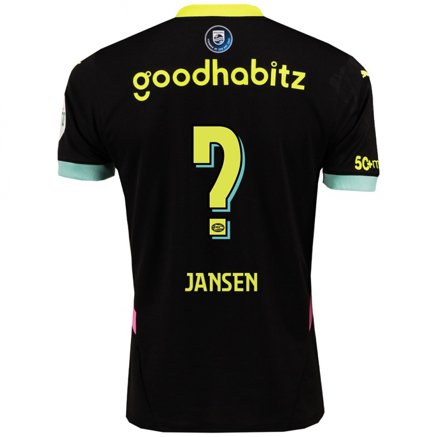 Gyermek Koen Jansen #0 Fekete Sárga Idegenbeli Jersey 2024/25 Mez Póló Ing