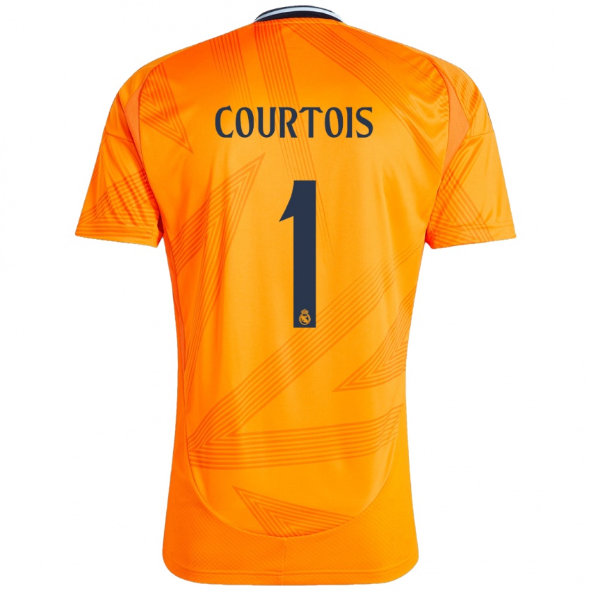 Gyermek Thibaut Courtois #1 Narancs Idegenbeli Jersey 2024/25 Mez Póló Ing