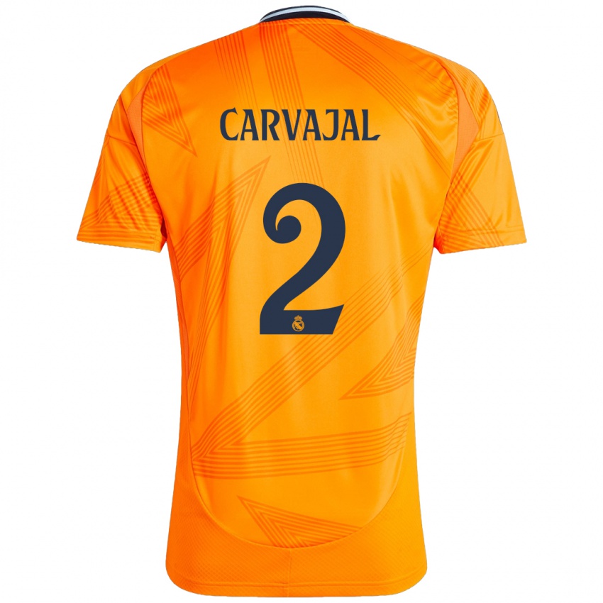 Gyermek Daniel Carvajal #2 Narancs Idegenbeli Jersey 2024/25 Mez Póló Ing