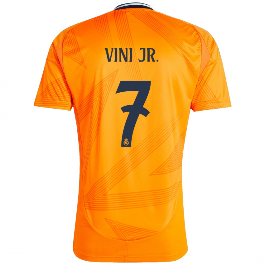 Gyermek Vinicius Junior #7 Narancs Idegenbeli Jersey 2024/25 Mez Póló Ing