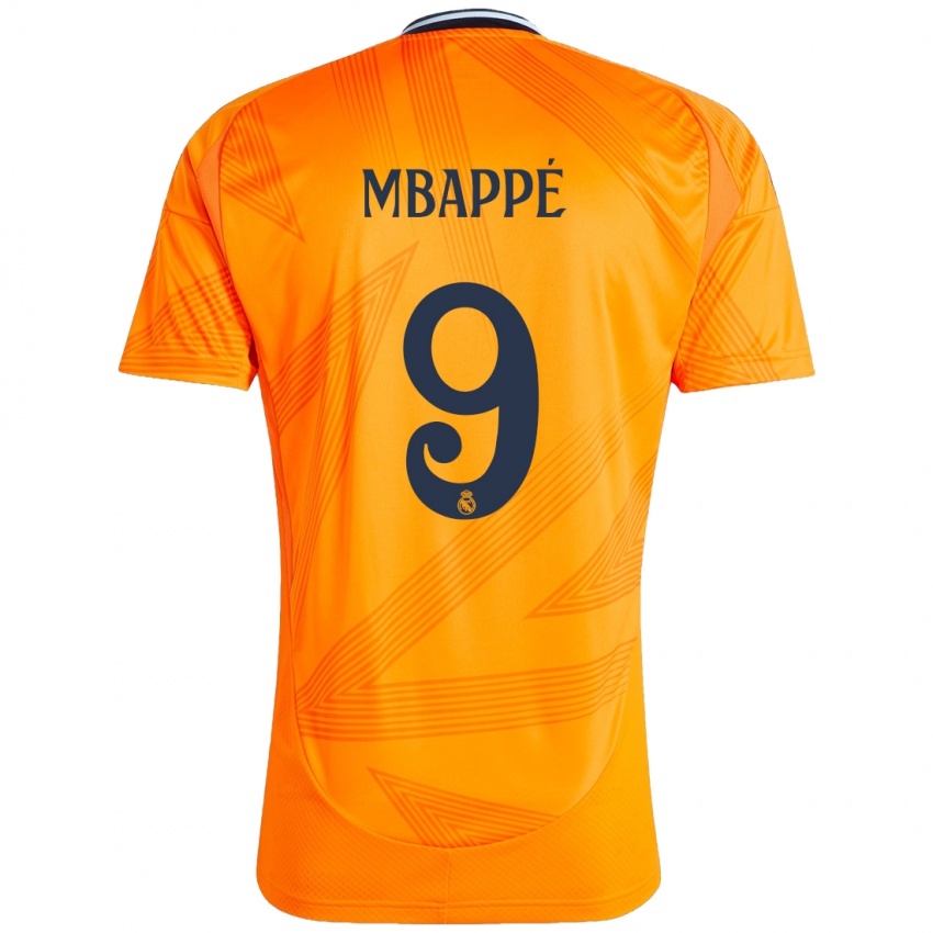 Gyermek Kylian Mbappe #9 Narancs Idegenbeli Jersey 2024/25 Mez Póló Ing