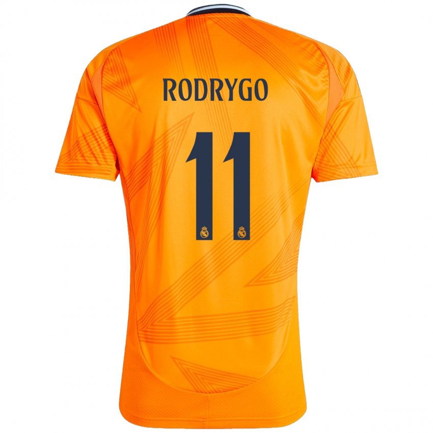 Gyermek Rodrygo #11 Narancs Idegenbeli Jersey 2024/25 Mez Póló Ing