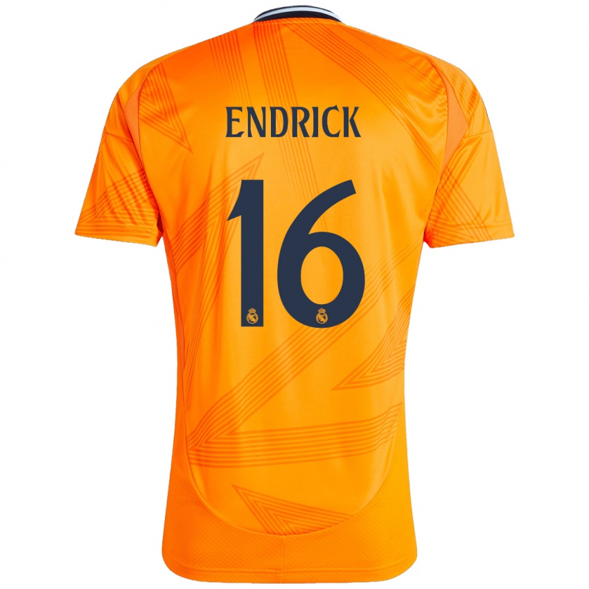 Gyermek Endrick #16 Narancs Idegenbeli Jersey 2024/25 Mez Póló Ing