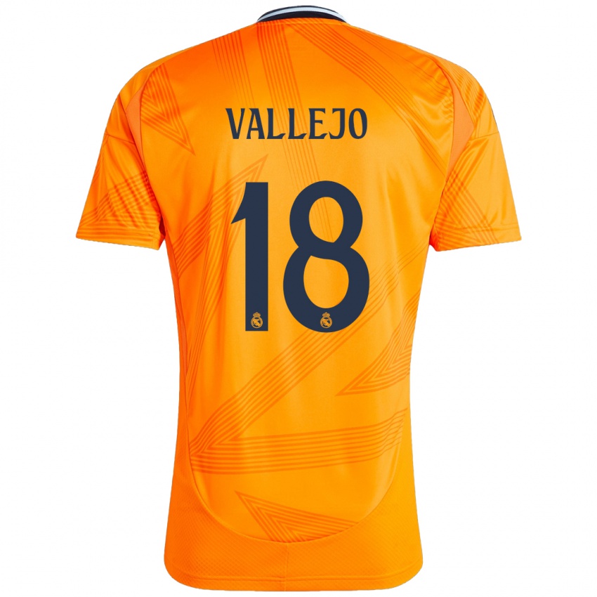 Gyermek Jesus Vallejo #18 Narancs Idegenbeli Jersey 2024/25 Mez Póló Ing