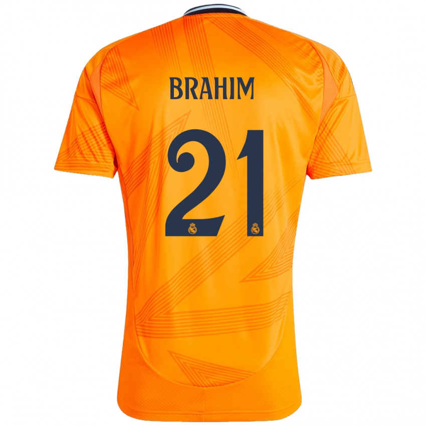 Gyermek Brahim Diaz #21 Narancs Idegenbeli Jersey 2024/25 Mez Póló Ing