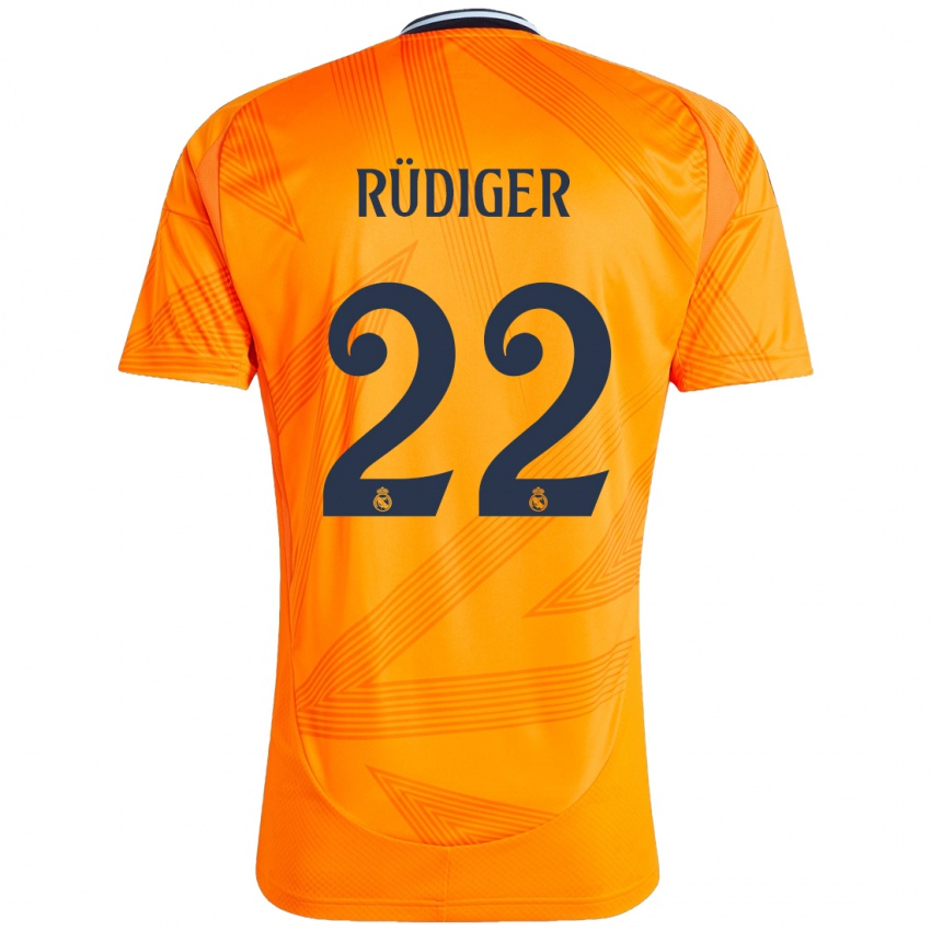 Gyermek Antonio Rudiger #22 Narancs Idegenbeli Jersey 2024/25 Mez Póló Ing