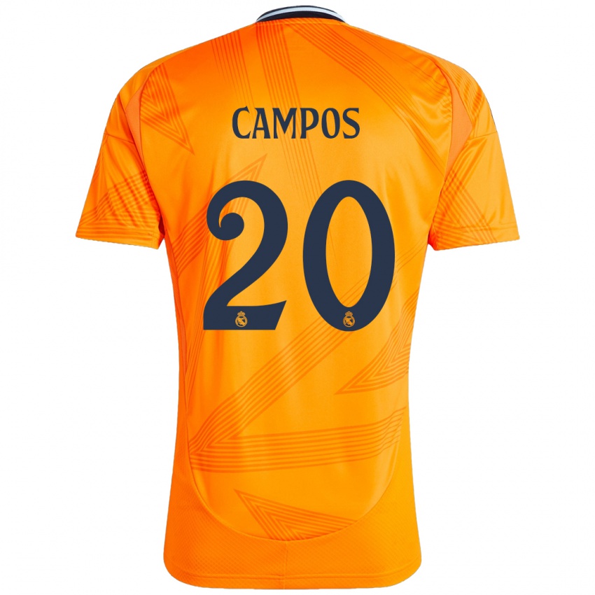 Gyermek Andrés Campos #20 Narancs Idegenbeli Jersey 2024/25 Mez Póló Ing